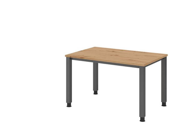 Hammerbacher bureau QS12, 120 x 80 cm, blad: knoestig eiken, 25 mm dik, 4-poots frame in grafiet (vergelijkbaar met RAL 7012), werkhoogte 68-83,5 cm, VQS12/R/G