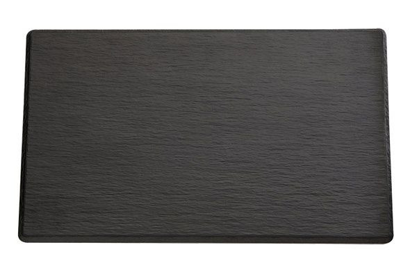 APS GN 1/2 dienblad -SLATE-, 32,5 x 26,5 cm, hoogte: 1 cm, melamine, zwart, leisteenlook, met antislipvoetjes, 83956