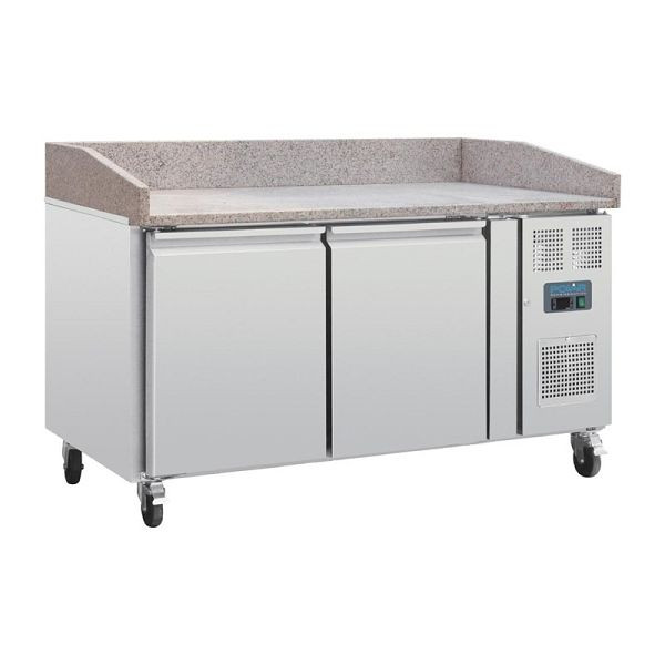 Polar 2-deurs pizzabalie met marmeren blad 428L, CT424