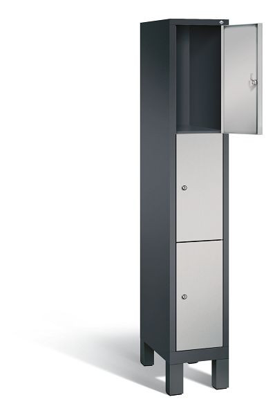 C+P lockerkast Evolo, H1850xB320xD500mm, kleur: zwart-grijs/wit aluminium, 48010-103 S10018