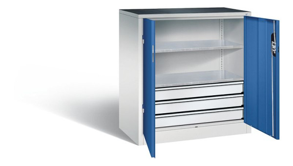 C+P gereedschapskast Acurado, H1000xW930xD500mm, kleur: lichtgrijs / gentiaanblauw, verzonken handgreep, 8821-5035 S10079