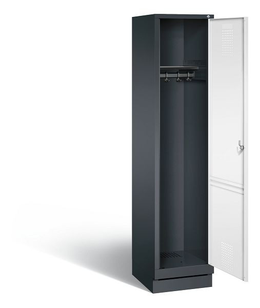 C+P garderobekast Evolo, H1800xB420xD500mm, kleur: zwartgrijs / verkeerswit, 48020-12 S10420