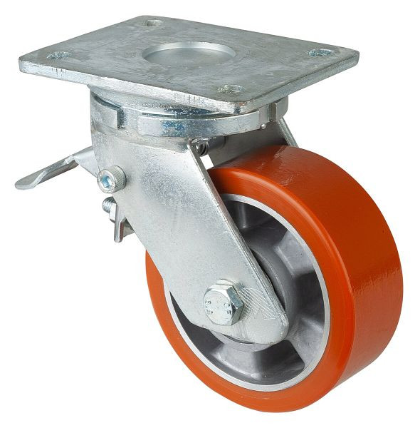 BS-wielen Zwaarlastwiel, breedte 50 mm, Ø125 mm, tot 450 kg, loopvlak polyurethaan gegoten 95 Shore A, wiellichaam aluminium, kogellagers, RR100.B90.125