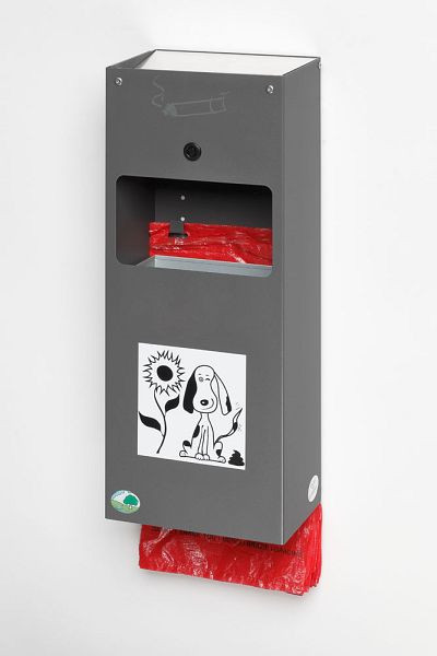 VAR hondenpoepzakjesdispenser met asbak DS 4, metallic grijs, 21194