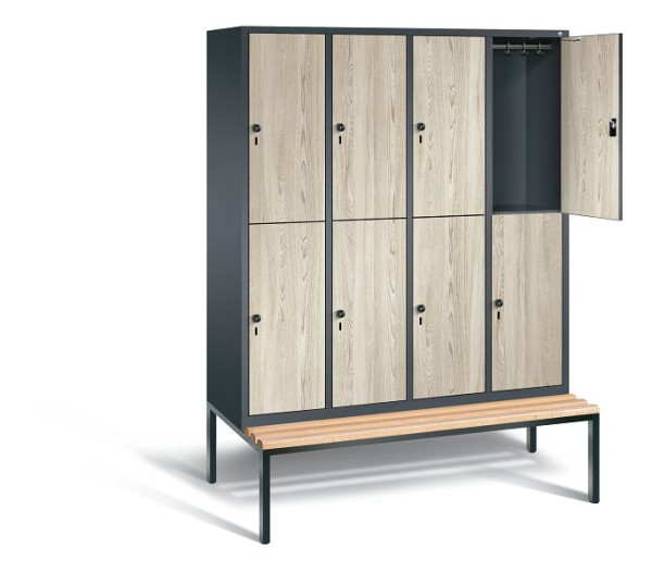 C+P locker dubbeldekker Evolo, H2090xB1590xD810mm, kleur: antracietgrijs / decor Sen-ash, 48350-42 S10260