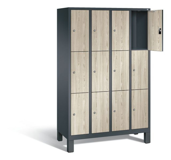 C+P lockerkast Evolo, H1850xB1190xD500mm, kleur: antracietgrijs / decor Sen ash, 48010-403 S10195