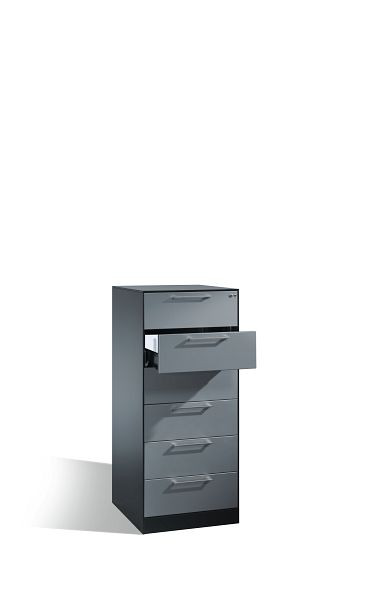 C+P archiefkast Asisto, H1310xB562xD600mm, kleur: zwartgrijs / vulkaangrijs, beugelgreep, 146224-622 S10083