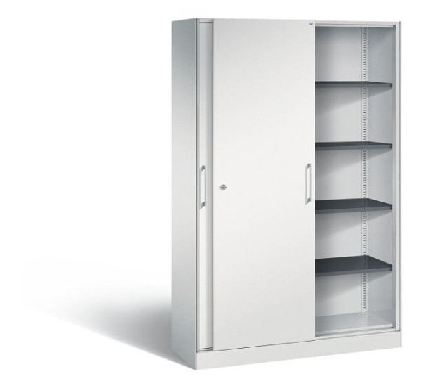 C+P schuifdeurkast Asisto, H1980xB1200xD435mm, kleur: lichtgrijs, beugelgreep, 5 FH, 142001-000 S10005