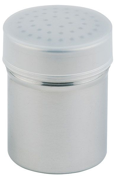 APS strooier, grof, Ø 5,5 cm, hoogte: 7,5 cm, opvangbak van RVS, stofkap van PP, met circa Ø 2,5 mm gaten, 00778