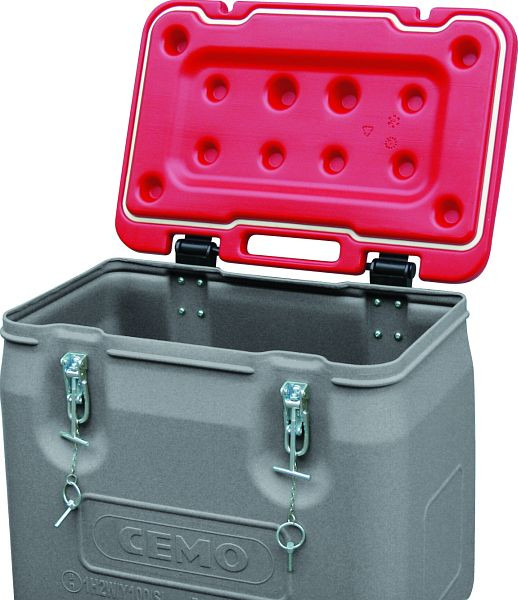 Cemo mobiele bak 170 l, grijs, rood deksel, 11454