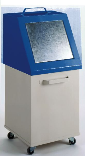 KLW prullenbak, 955 x 420 x 420 mm, van plaatstaal, verrijdbaar, met deksel, 16 / WB080-F