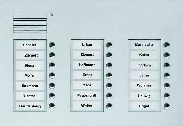 TCS audio buitenstation serie PUK 21 belknoppen (rechts uitgelijnd), 3 kolommen, UP zilver, PUK21/3-EN