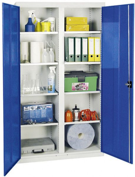 stumpf gereedschaps- en materiaalkast serie 2000, 7035/5010, 8 legborden, tussenwand, 2004074