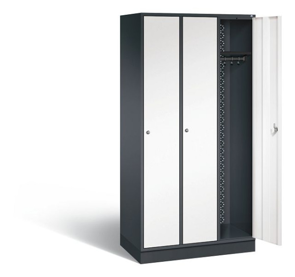 C+P garderobekast Intro, H1950xW920xD490mm, kleur: zwartgrijs / verkeerswit, 8170-301 S10049