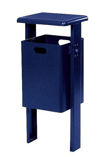 Renner rechthoekige staande afvalcontainer 40 L, met ronde kap (t=3 mm), thermisch verzinkt en voet, kap, gepoedercoat, kobaltblauw, 7083-40PB 5013