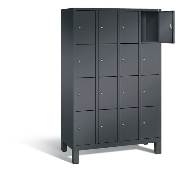 C+P lockerkast Evolo, H1850xB1190xD500mm, kleur: zwart-grijs, 48010-404 S10013