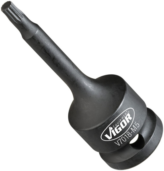 VIGOR slagmoersleutel schroevendraaierbit, hol vierkant 12,5 mm (1/2 inch), inwendig meertands profiel XZN, M5, V7018-M5