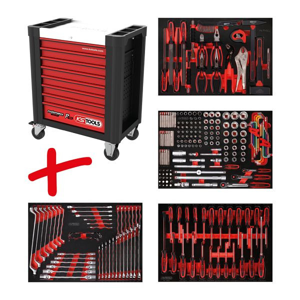 KS Tools PERFORMANCEplus werkplaatswagenset P10, met 241 gereedschappen en 4 laden, 810.4241
