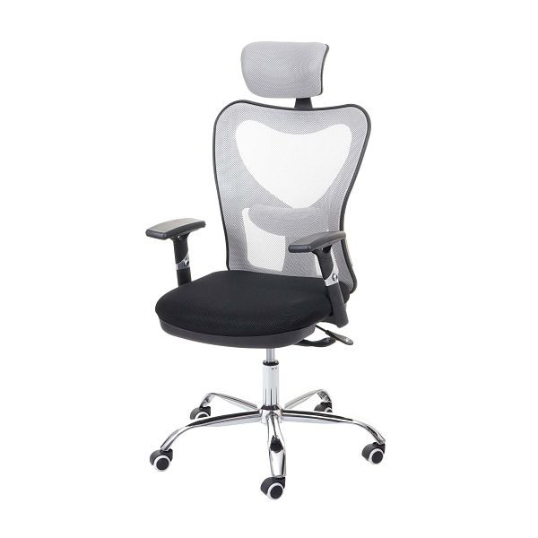 Mendler bureaustoel HWC-F13, bureaustoel draaistoel, schuiffunctie 150kg draagvermogen stof/textiel, zwart/grijs, 69219