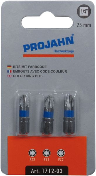 Projahn 1/4" gemarkeerde bit L25 mm Pozidriv Nr 3 pak van 3, 1713-03