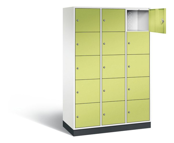 C+P XL lockerkast Intro, H1950xB1220xD490mm, kleur: verkeerswit / virid green, 8570-302 S10129