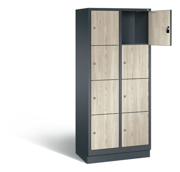 C+P lockerkast Evolo, H1800xW810xD500mm, kleur: antracietgrijs / Sen ash decor, 48020-224 S10269