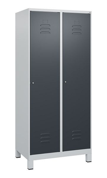 C+P luierkastje Classic PLUS met middenwand, voeten, 2 vakken, 1800x800x500mm, 7035/7016, cilindersloten, 0800107-22F S10023