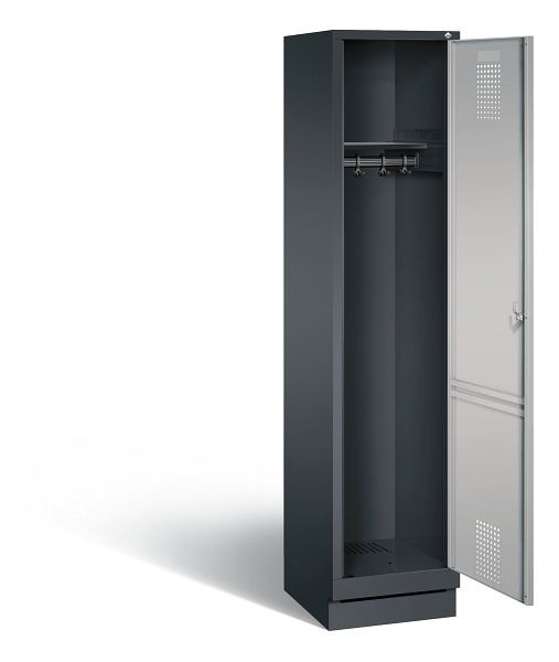 C+P Evolo garderobe, H1800xW420xD500mm, kleur: zwart-grijs/wit aluminium, 48020-12 S10031