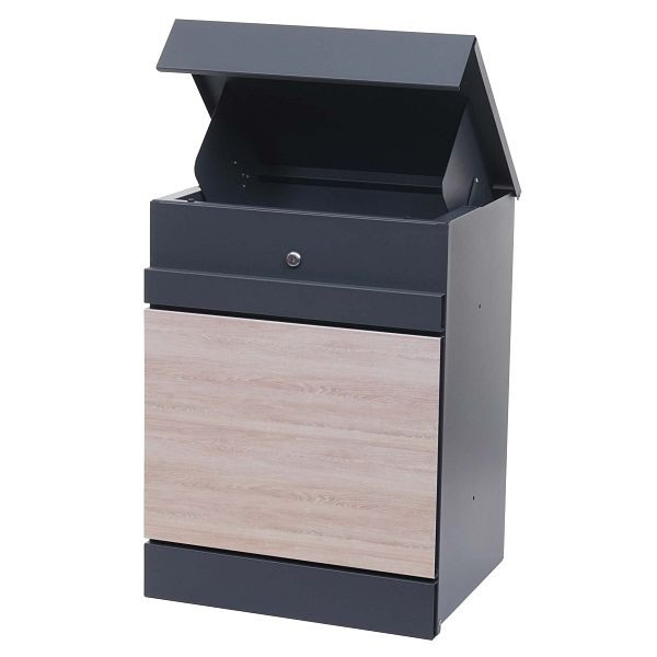Mendler Paketkasten HWC-K41, Paketbox Paketfach Paketstation Brievenbus, metaal, gegalvaniseerd antraciet houtlook, 92121