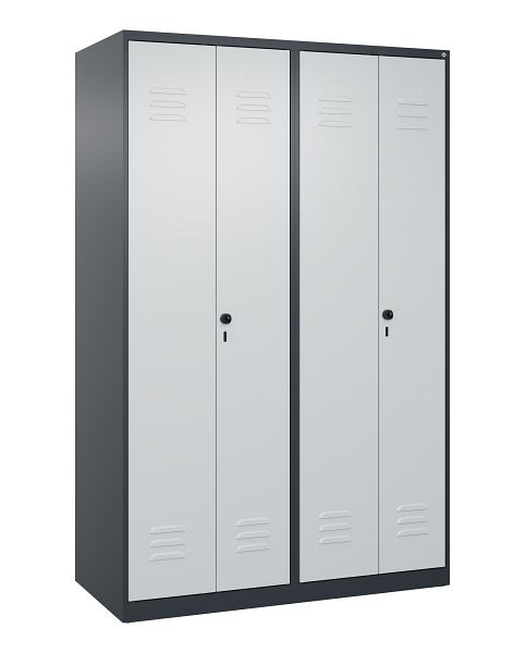 C+P Umkleidespind Classic PLUS, Doppel-Spind, 4 Abteile, 1850x1200x500mm, 7016/7035, Drehriegel, 080002-40P S10005
