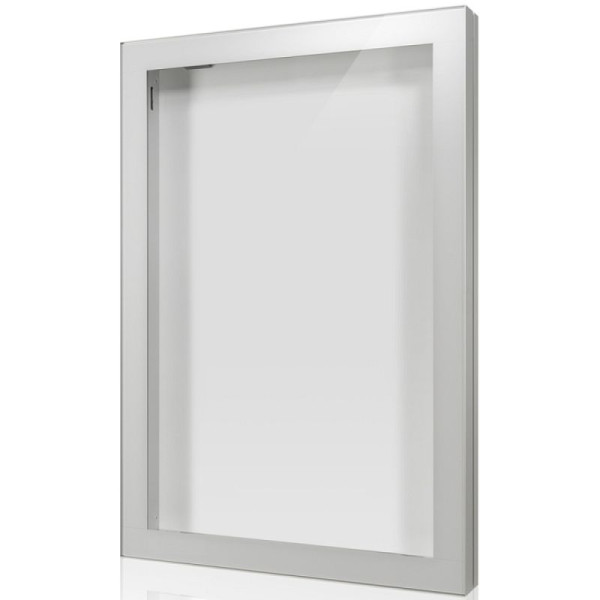 Stone HGS vitrine -Infomedia CL- met veiligheidsslot, groen, zilver geanodiseerd, 330mm/310mm, passepartout gelakt in RAL 7035, afmetingen (B x H): 1000 x 1440 mm, 21146-01041