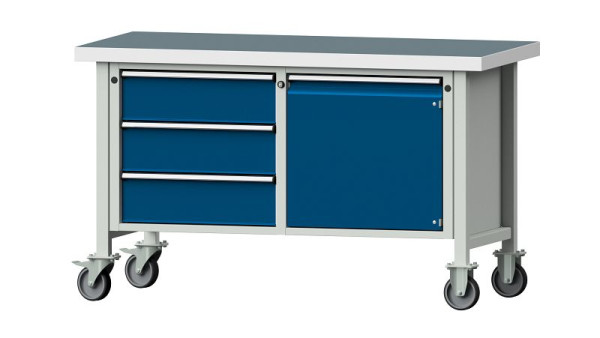 ANKE werkbanken kistwerkbank, model 106 V, 1500 x 700 x 900 mm, RAL 7035/5010, UBP 50 mm, verrijdbaar, 305.607