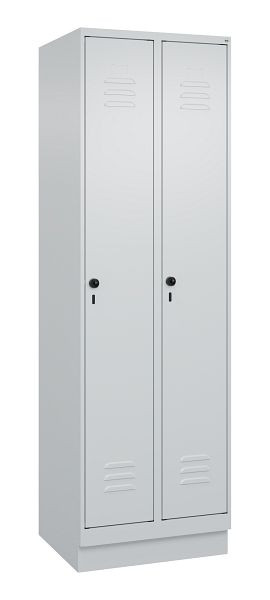 C+P Umkleidespind Classic PLUS, Sockel, 2 Abteile, 1950x600x500mm, 7035/7035, Drehriegel, 080020-20 S10009