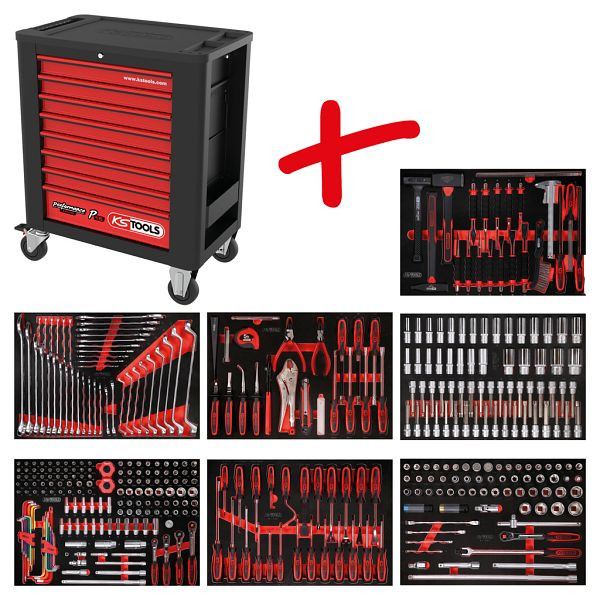 KS Tools PERFORMANCEplus werkplaatswagenset P15, met 403 gereedschappen en 7 laden, 815.7403