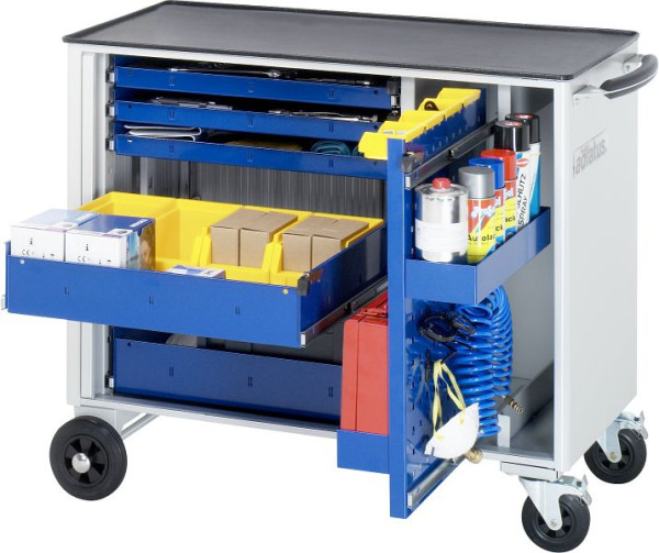RAU gereedschapswagen serie adlatus, metalen onderstel, 2 x binnenlade, 1 x geperforeerde wanduittrekinrichting, 1025x890x520 mm, 02-10200.11