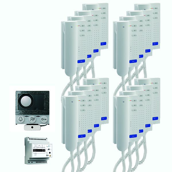 TCS audio:pack installatie voor 16 wooneenheden, met ingebouwde luidspreker ASI12000 + 16 x deurtelefoon ISH3030 + besturingsapparaat BVS20, PAIH160/004