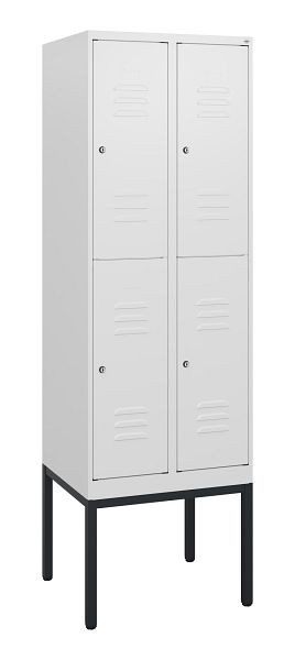 C+P Doppelstöckiger Spind Classic PLUS, Gestell, 2 Abteile, 1950x600x500mm, 9016/9016, Zylinderschlösser, 0803305-20 S10044