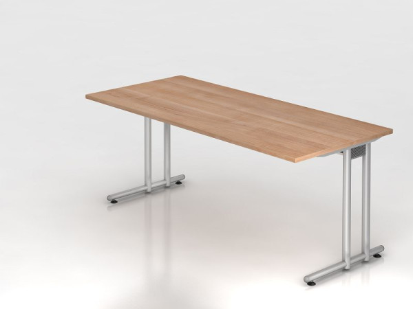 Hammerbacher bureau C-poot 180x80cm walnoot/zilver, werkhoogte 72 cm, VNS19/N/S