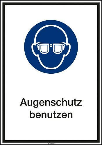 DENIOS combinatiebord "Gebruik oogbescherming", ISO 7010, aluminium, 130 x 185 mm, verpakking van 10, 267610