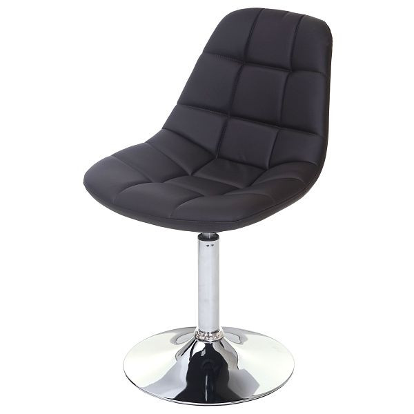 Mendler eetkamerstoel HWC-A60, bureaustoel, retro jaren 50 design, kunstleer bruin, chromen onderstel, 74857
