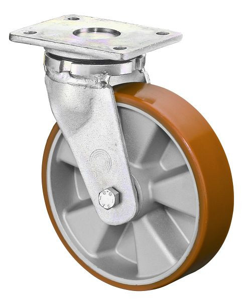 BS Rollen Zwaarlastwiel, breedte 50 mm, Ø200 mm, tot 800 kg, loopvlak polyurethaan gegoten 95 Shore A, wiellichaam aluminium, kogellagers, RR100.B90.200