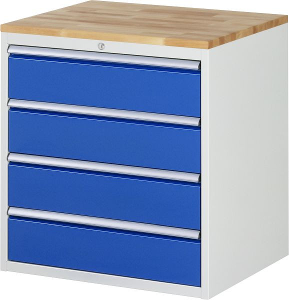 RAU ladekast serie 7000, massief beuken werkblad, 4 x lade maat XL 4xH180 mm, 770x825x650 mm, 03-XL5.1A-B.11