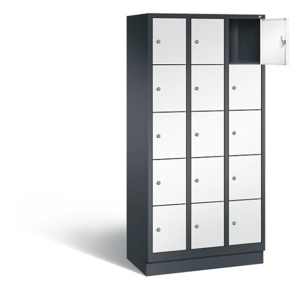 C+P lockerkast Evolo, H1800xB900xD500mm, kleur: zwartgrijs / verkeerswit, 48020-305 S10176