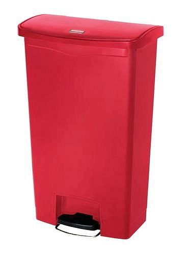 DENIOS Wertstoffsammler aus Polyethylen (PE), Fußpedal an Breitseite, 90 Liter, rot, 242416