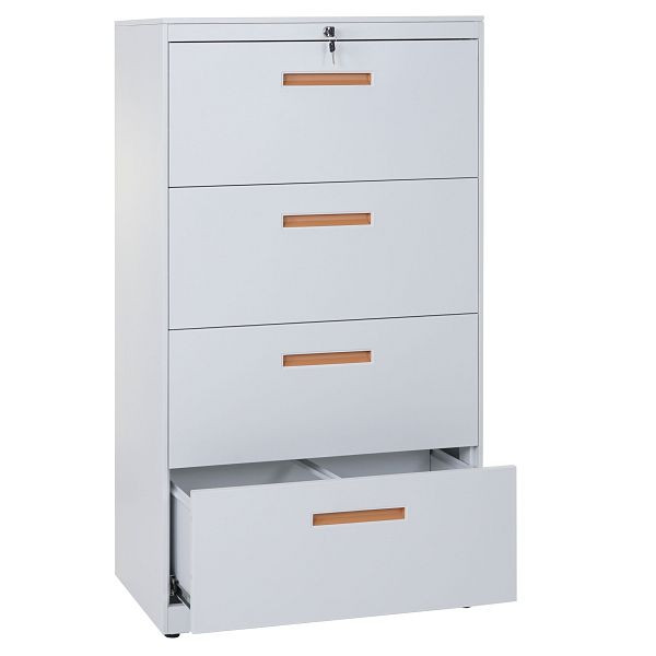 Mendler hangmapkast HWC-A10, archiefkast kantoorkast stalen kast, A4 afsluitbaar, 132x76x46cm wit, 59187+60042