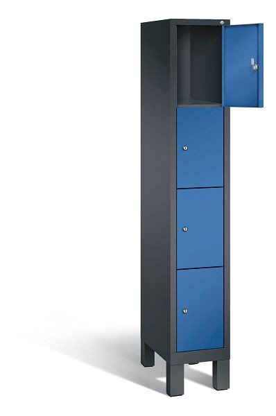 C+P lockerkast Evolo, H1850xB320xD500mm, kleur: zwartgrijs / gentiaanblauw, 48010-104 S10054