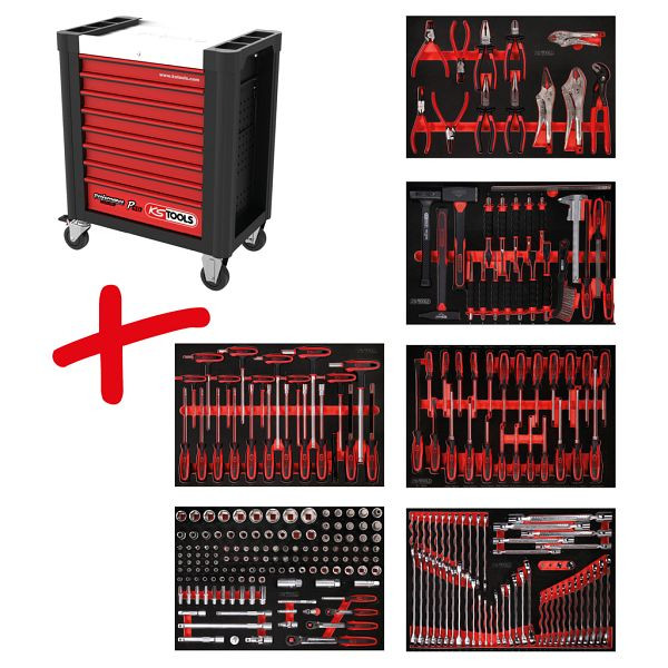 KS Tools PERFORMANCEplus werkplaatswagenset P10, met 271 gereedschappen en 6 laden, 810.6271