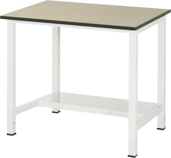 RAU werktafel serie 900, B1000xD800xH825mm, MDF werkblad (medium density fibreboard), dikte 22mm, met plank aan de onderzijde, 320mm diep, 03-900-3-F22-10.12