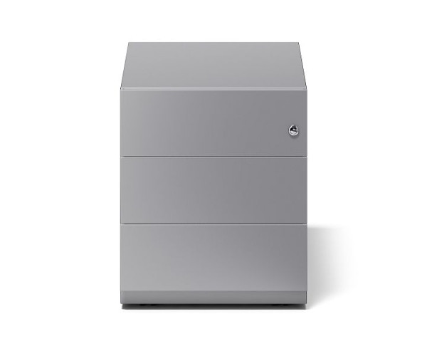 Bisley rolcontainer Note™ met handgreeplijst, 3 universele laden, zilver, NWA79M7BBB355