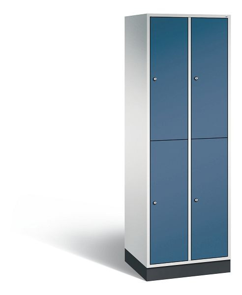 C+P locker dubbeldeks Intro, 2 compartimenten, H1950B620D490 mm, lichtgrijs/verblauw, 8270-201 S10102
